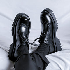 Men's Formal Leather Brogue Shoes with Height-Increasing Sole